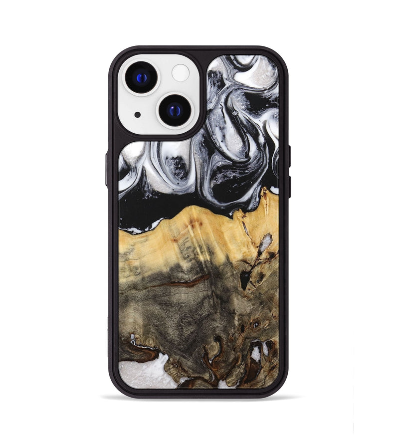 iPhone 13 Wood+Resin Phone Case - Jayla (Black & White, 716854)