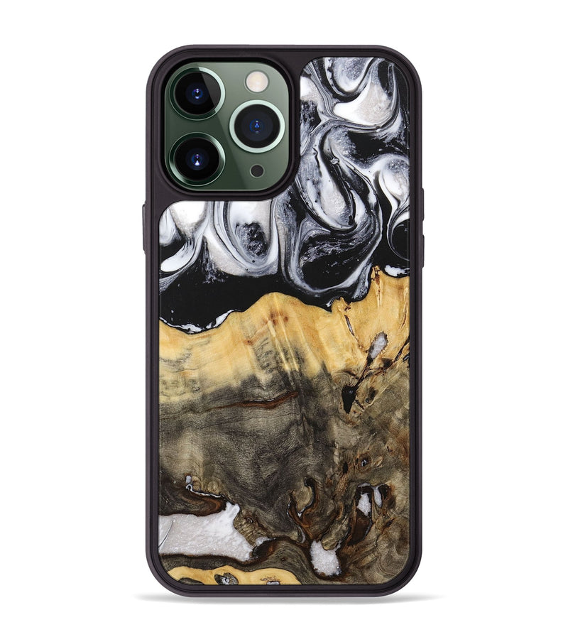 iPhone 13 Pro Max Wood+Resin Phone Case - Jayla (Black & White, 716854)