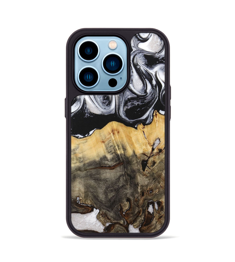 iPhone 14 Pro Wood+Resin Phone Case - Jayla (Black & White, 716854)