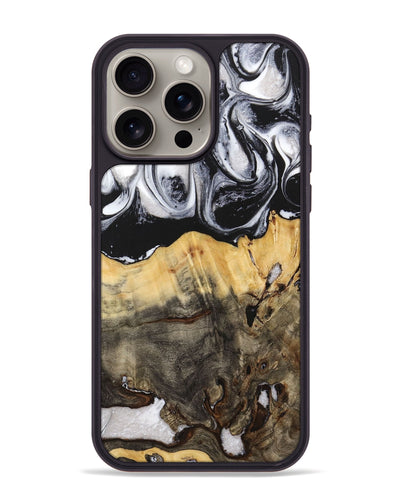 iPhone 15 Pro Max Wood+Resin Phone Case - Jayla (Black & White, 716854)