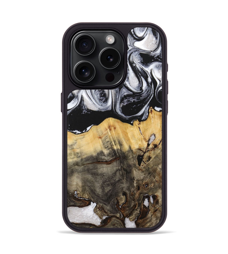 iPhone 15 Pro Wood+Resin Phone Case - Jayla (Black & White, 716854)