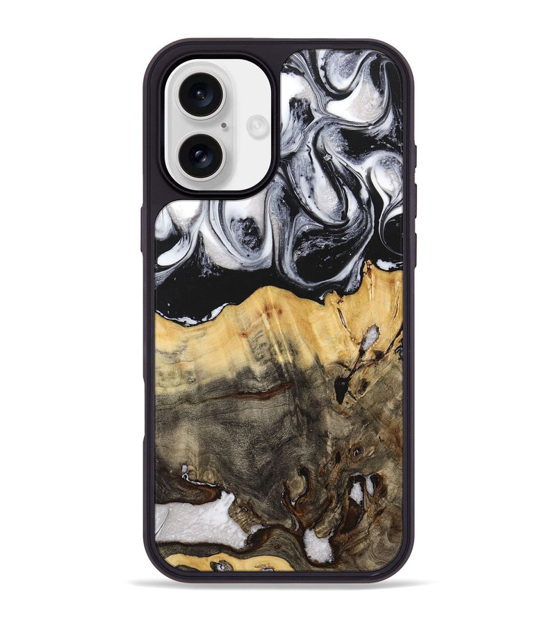 iPhone 16 Plus Wood+Resin Phone Case - Jayla (Black & White, 716854)