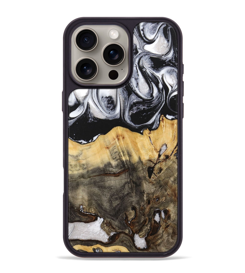 iPhone 16 Pro Max Wood+Resin Phone Case - Jayla (Black & White, 716854)