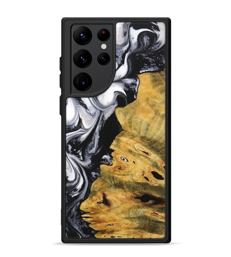 Galaxy S22 Ultra Wood+Resin Phone Case - Janis (Black & White, 716855)