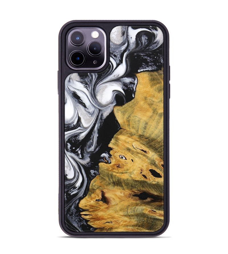 iPhone 11 Pro Max Wood+Resin Phone Case - Janis (Black & White, 716855)