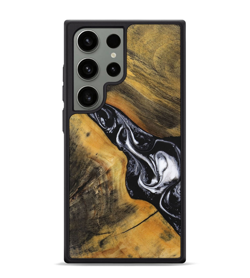 Galaxy S24 Ultra Wood+Resin Phone Case - Braylon (Black & White, 716856)