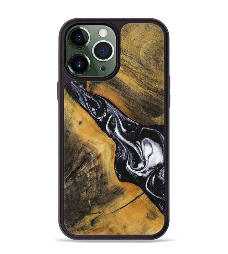 iPhone 13 Pro Max Wood+Resin Phone Case - Braylon (Black & White, 716856)