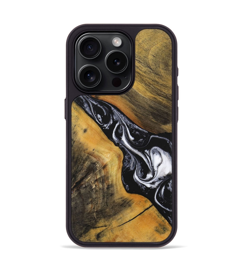 iPhone 15 Pro Wood+Resin Phone Case - Braylon (Black & White, 716856)