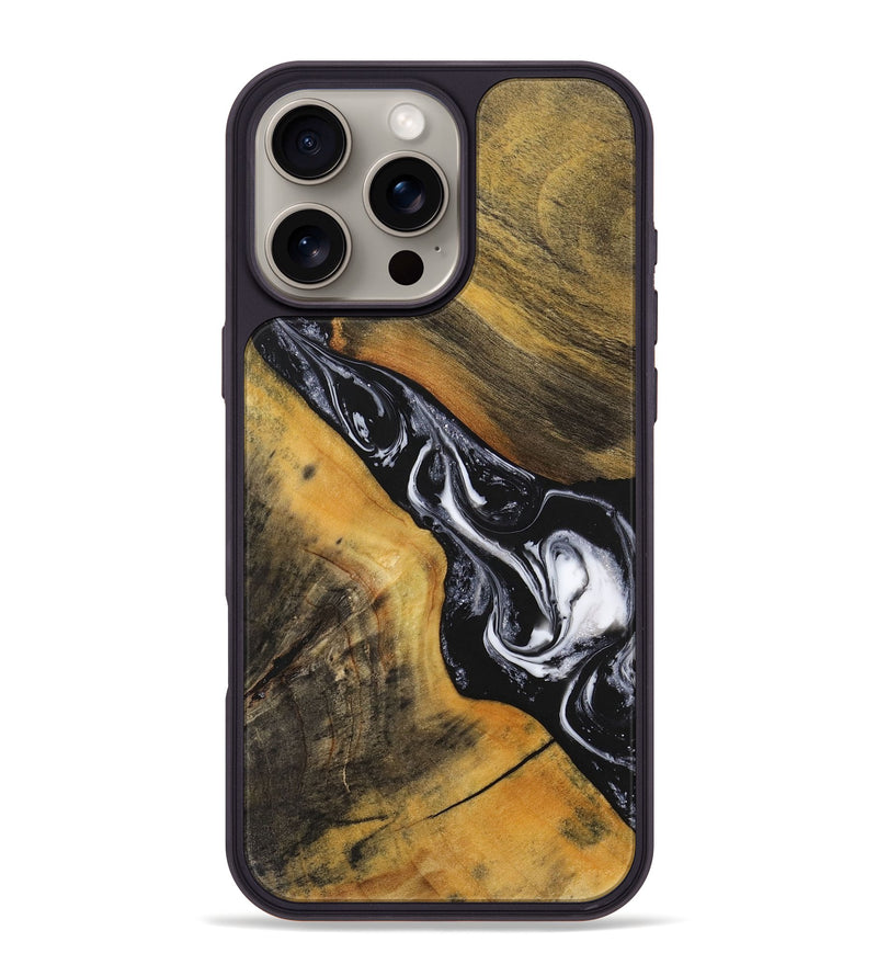 iPhone 16 Pro Max Wood+Resin Phone Case - Braylon (Black & White, 716856)