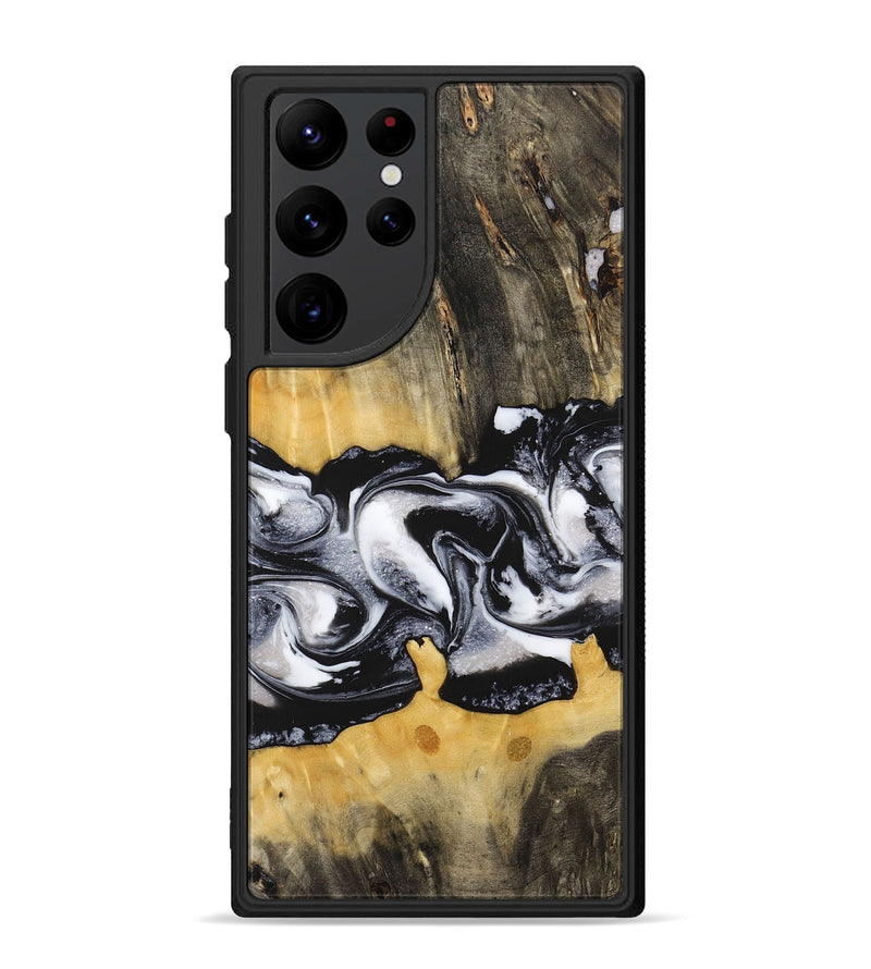 Galaxy S22 Ultra Wood+Resin Phone Case - Maci (Black & White, 716857)