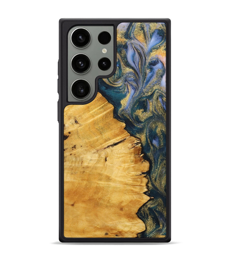 Galaxy S24 Ultra Wood+Resin Phone Case - Sheila (Teal & Gold, 716866)