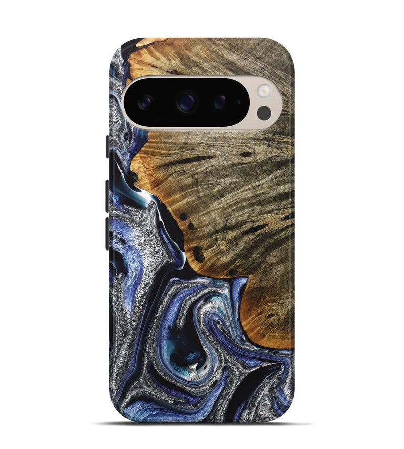 Pixel 9 Wood+Resin Live Edge Phone Case - Addison (Blue, 716892)