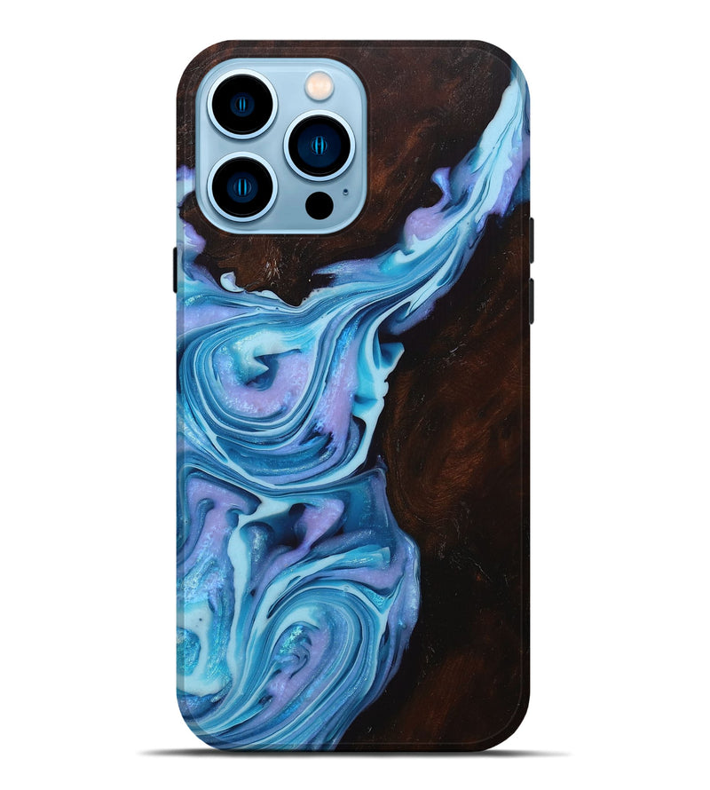 iPhone 14 Pro Max Wood+Resin Live Edge Phone Case - Lyla (Blue, 716895)