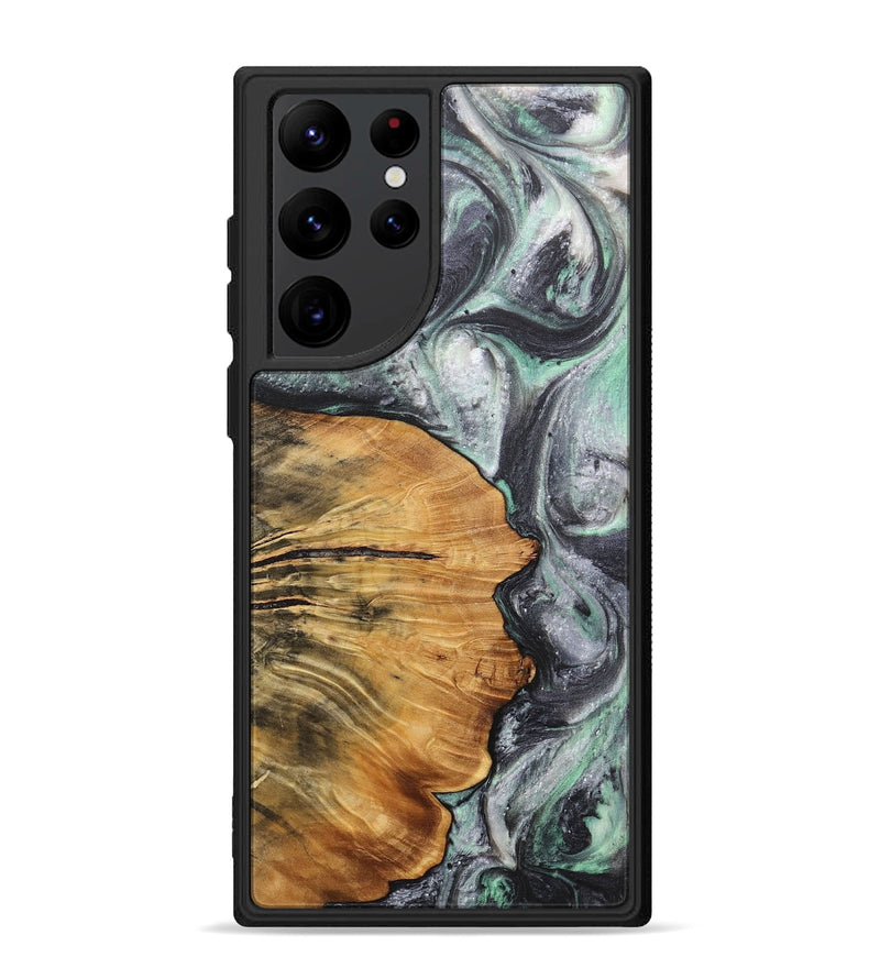 Galaxy S22 Ultra Wood+Resin Phone Case - Wesley (Black & White, 716944)