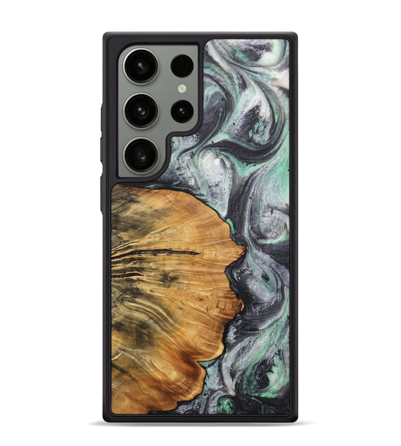 Galaxy S24 Ultra Wood+Resin Phone Case - Wesley (Black & White, 716944)