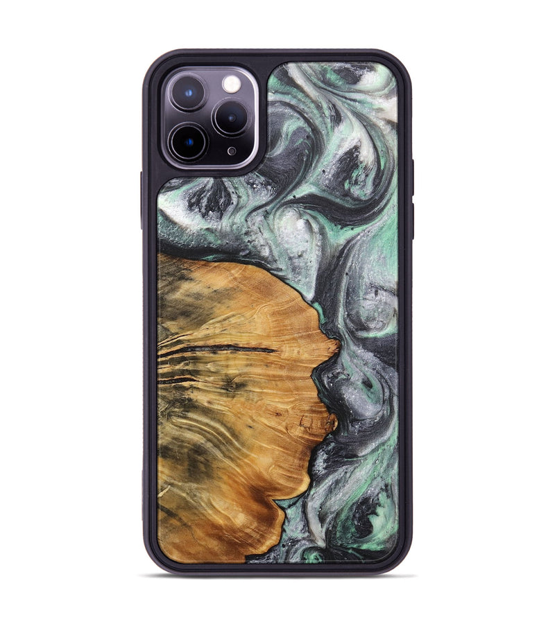 iPhone 11 Pro Max Wood+Resin Phone Case - Wesley (Black & White, 716944)