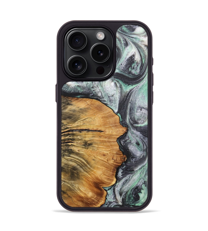 iPhone 15 Pro Wood+Resin Phone Case - Wesley (Black & White, 716944)