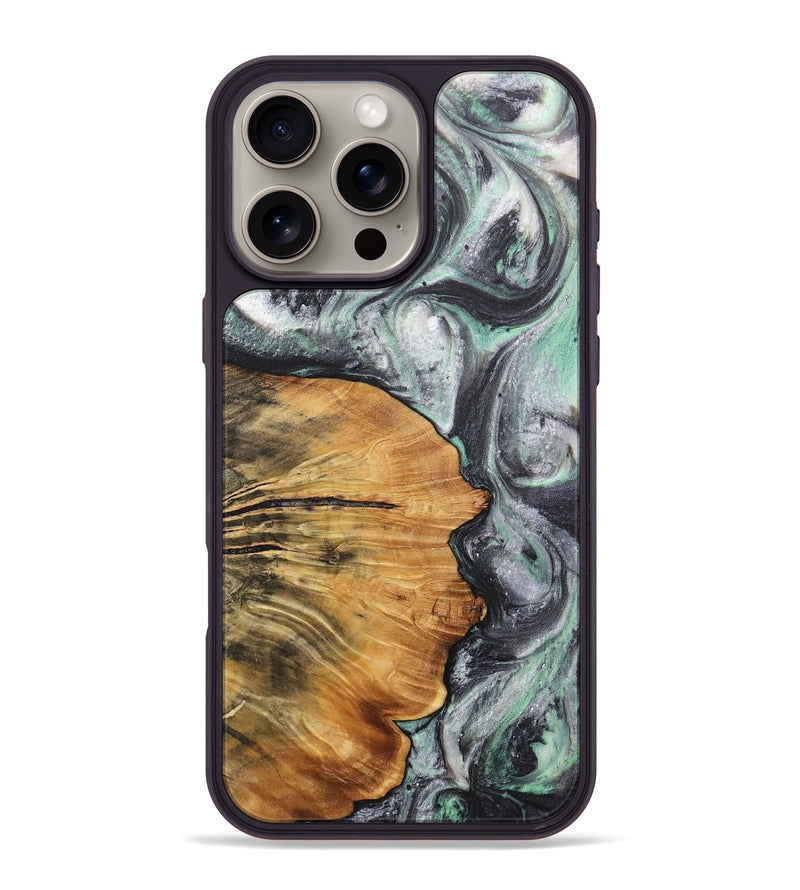 iPhone 16 Pro Max Wood+Resin Phone Case - Wesley (Black & White, 716944)