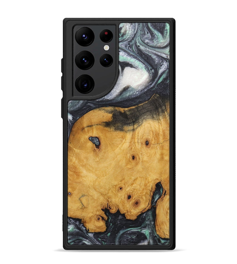 Galaxy S22 Ultra Wood+Resin Phone Case - Lindsey (Black & White, 716946)