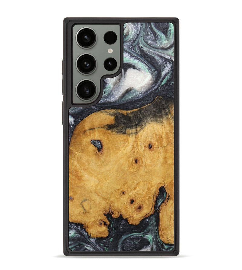 Galaxy S23 Ultra Wood+Resin Phone Case - Lindsey (Black & White, 716946)