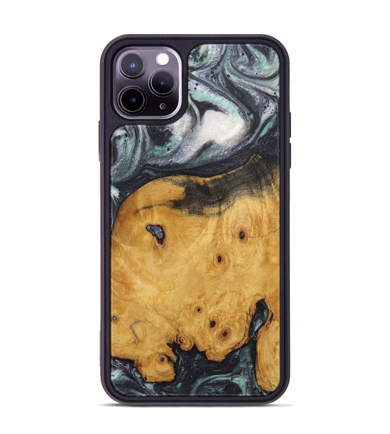 iPhone 11 Pro Max Wood+Resin Phone Case - Lindsey (Black & White, 716946)