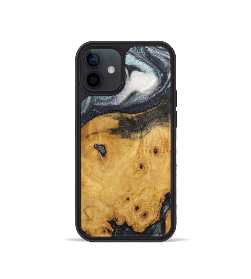 iPhone 12 mini Wood+Resin Phone Case - Lindsey (Black & White, 716946)