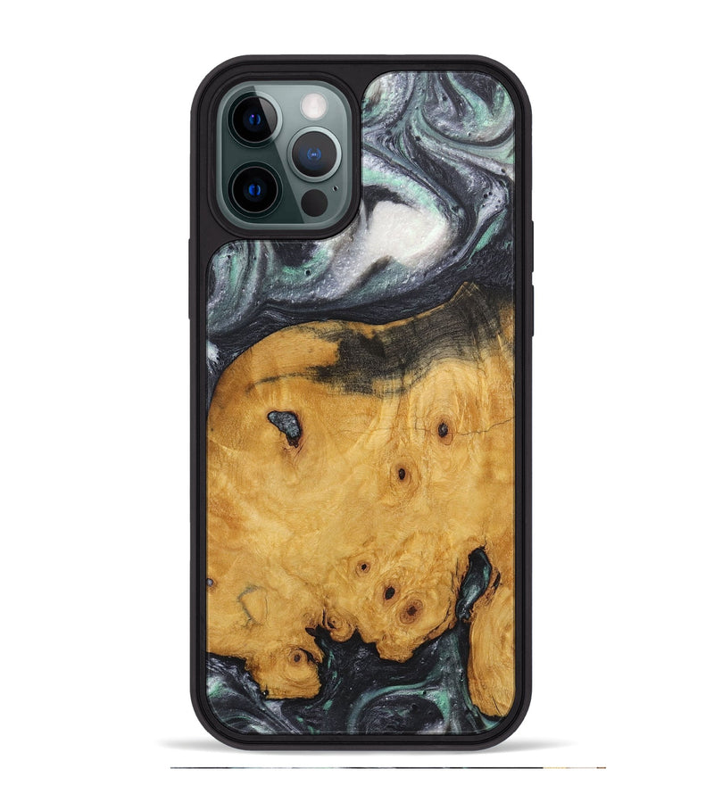 iPhone 12 Pro Max Wood+Resin Phone Case - Lindsey (Black & White, 716946)