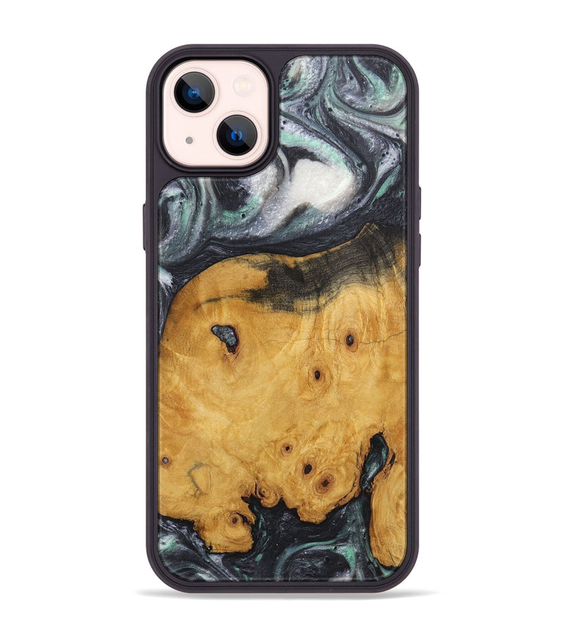 iPhone 14 Plus Wood+Resin Phone Case - Lindsey (Black & White, 716946)