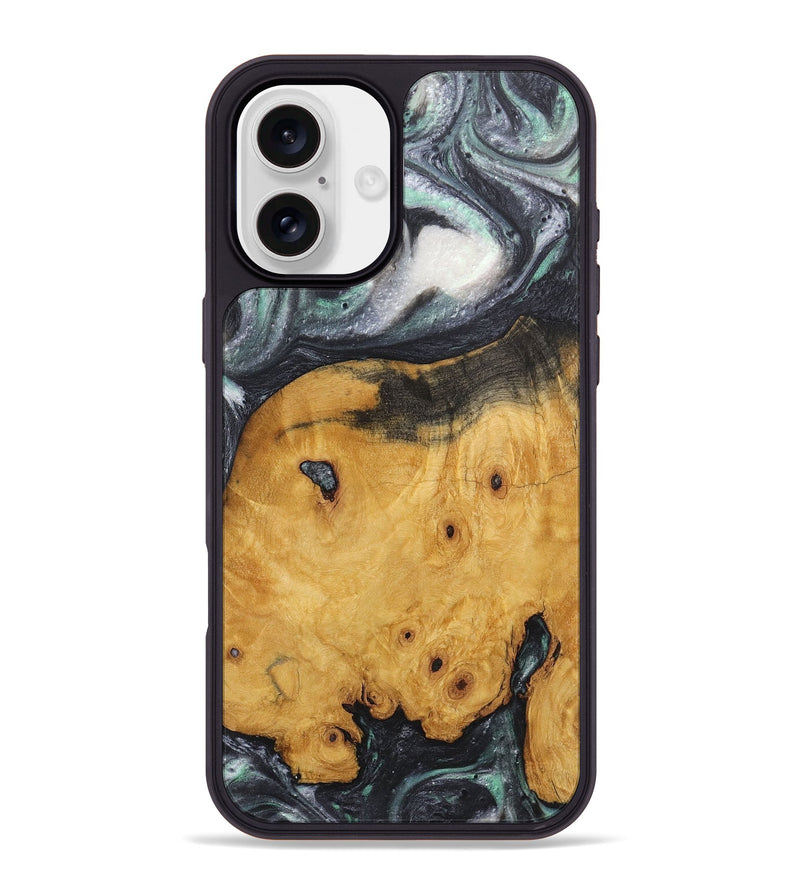 iPhone 16 Plus Wood+Resin Phone Case - Lindsey (Black & White, 716946)