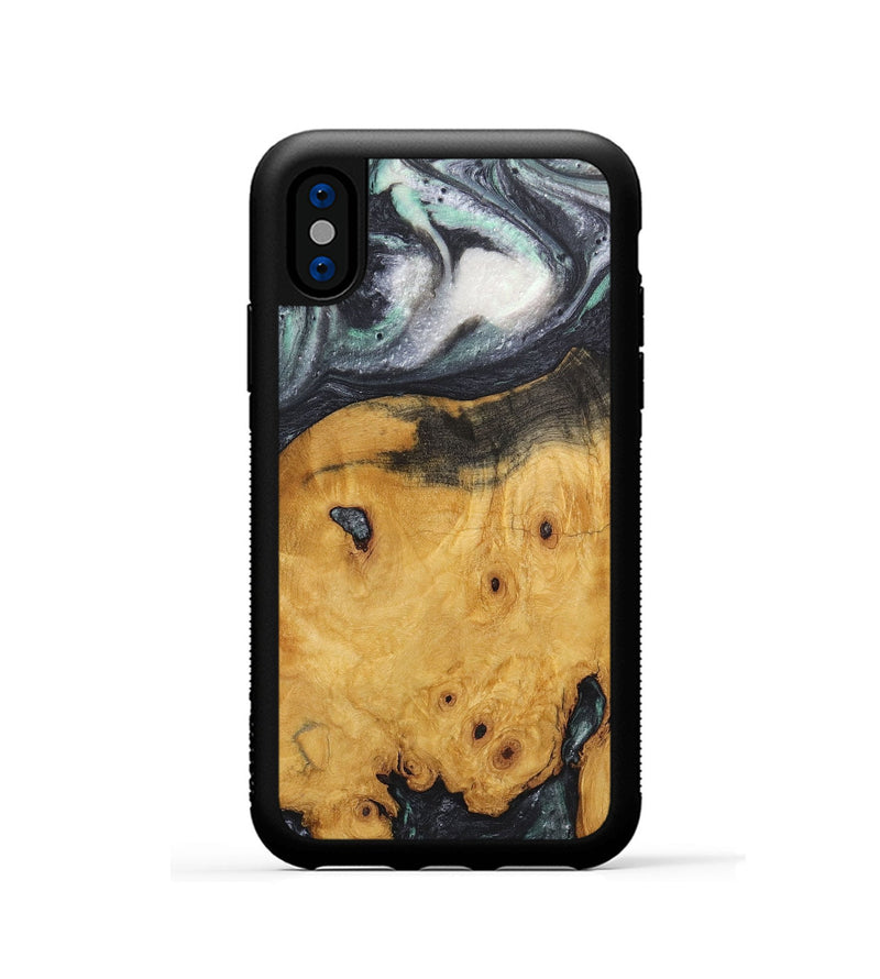 iPhone Xs Wood+Resin Phone Case - Lindsey (Black & White, 716946)