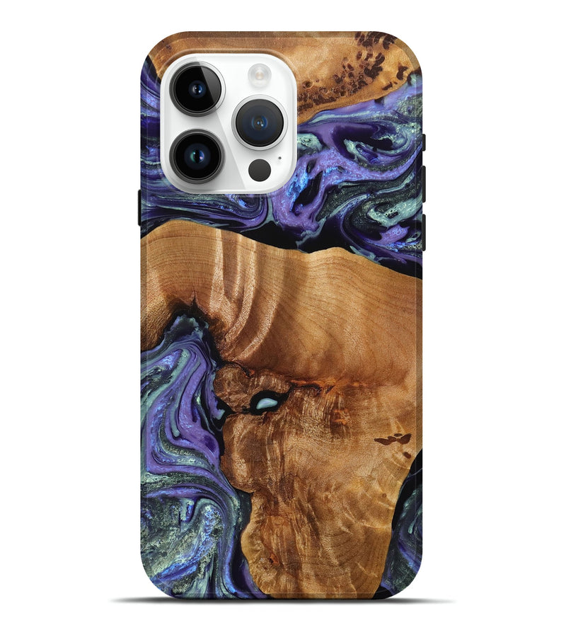 iPhone 15 Pro Max Wood+Resin Live Edge Phone Case - Miranda (Purple, 717022)