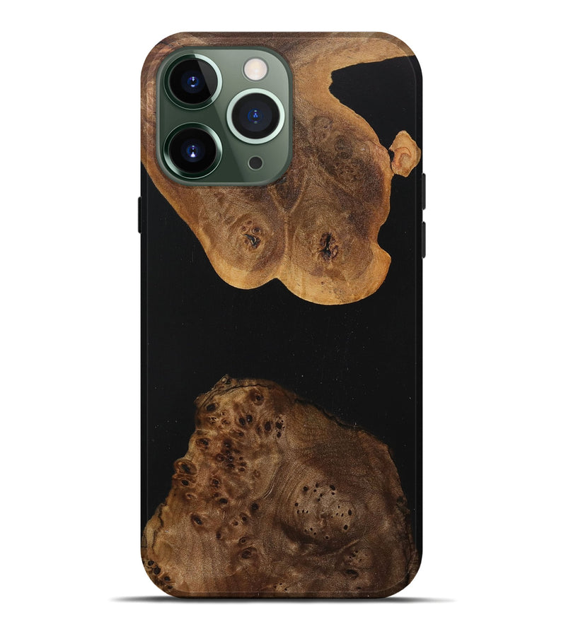 iPhone 13 Pro Max Wood+Resin Live Edge Phone Case - Adrienne (Pure Black, 717030)