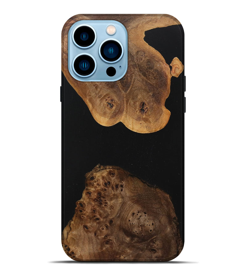 iPhone 14 Pro Max Wood+Resin Live Edge Phone Case - Adrienne (Pure Black, 717030)