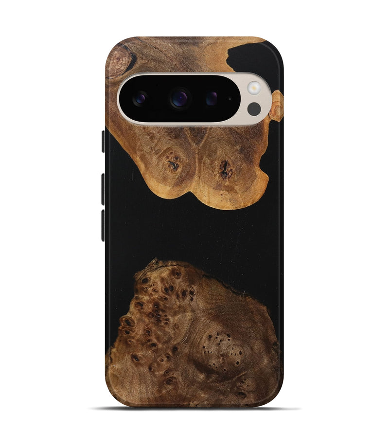 Pixel 9 Wood+Resin Live Edge Phone Case - Adrienne (Pure Black, 717030)