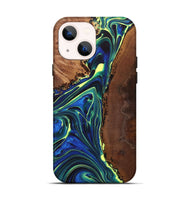 iPhone 14 Wood+Resin Live Edge Phone Case - Randall (Blue, 717036)