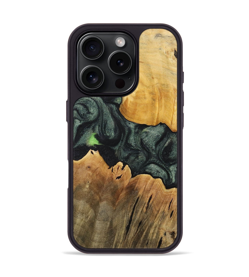 iPhone 16 Pro Wood+Resin Phone Case - Amaya (Green, 717063)