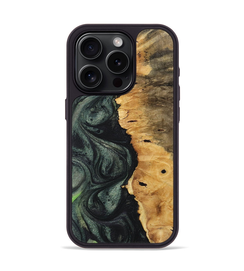 iPhone 15 Pro Wood+Resin Phone Case - Dexter (Green, 717064)