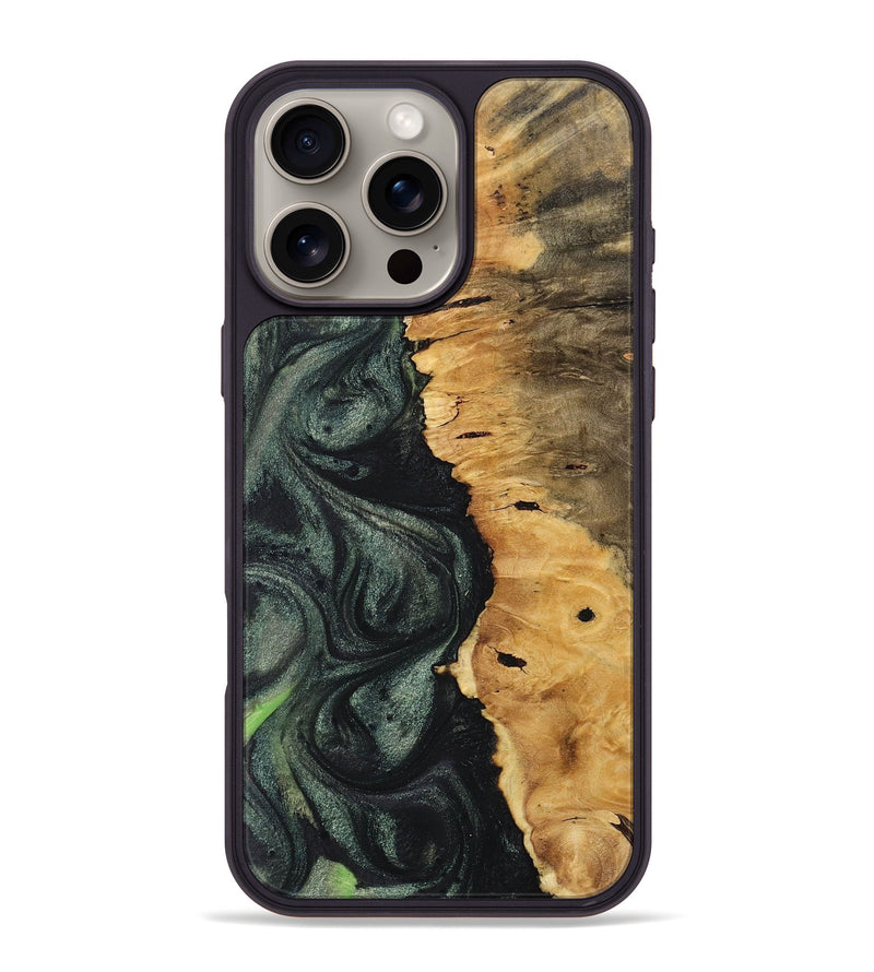 iPhone 16 Pro Max Wood+Resin Phone Case - Dexter (Green, 717064)