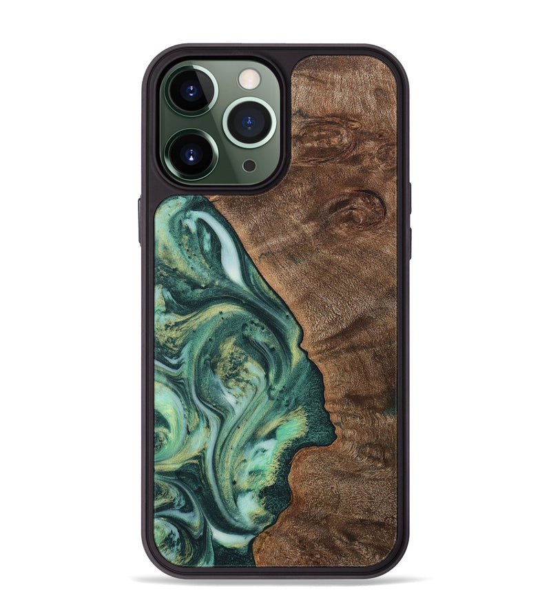 iPhone 13 Pro Max Wood+Resin Phone Case - Juliette (Green, 717069)