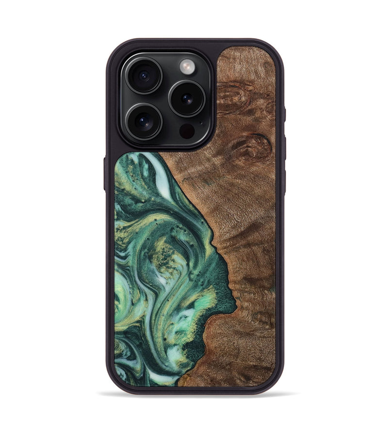 iPhone 15 Pro Wood+Resin Phone Case - Juliette (Green, 717069)