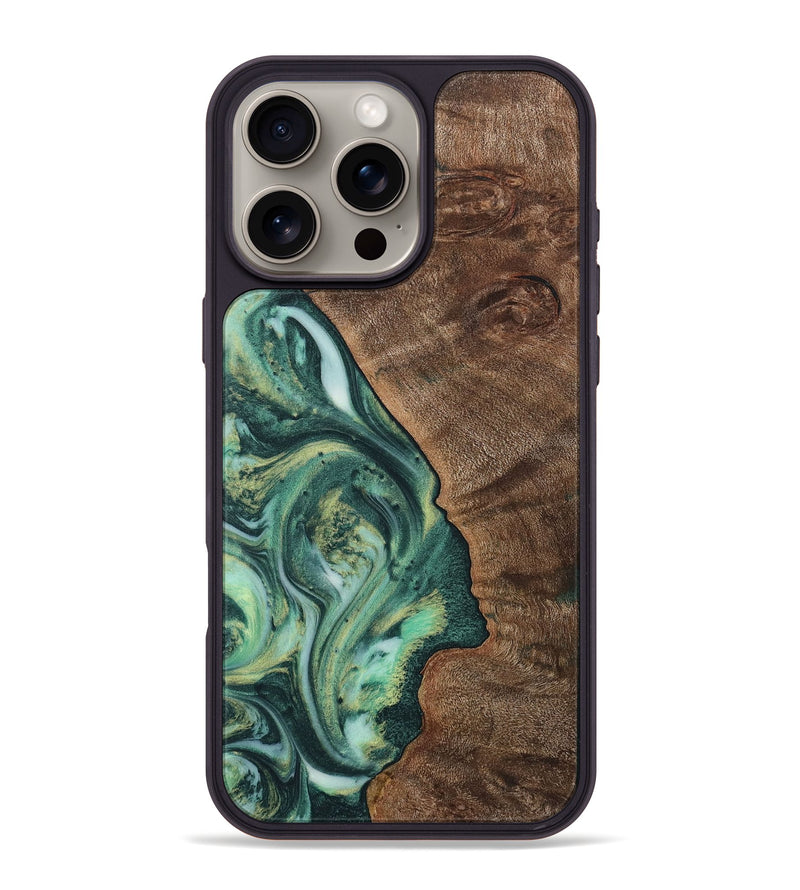 iPhone 16 Pro Max Wood+Resin Phone Case - Juliette (Green, 717069)