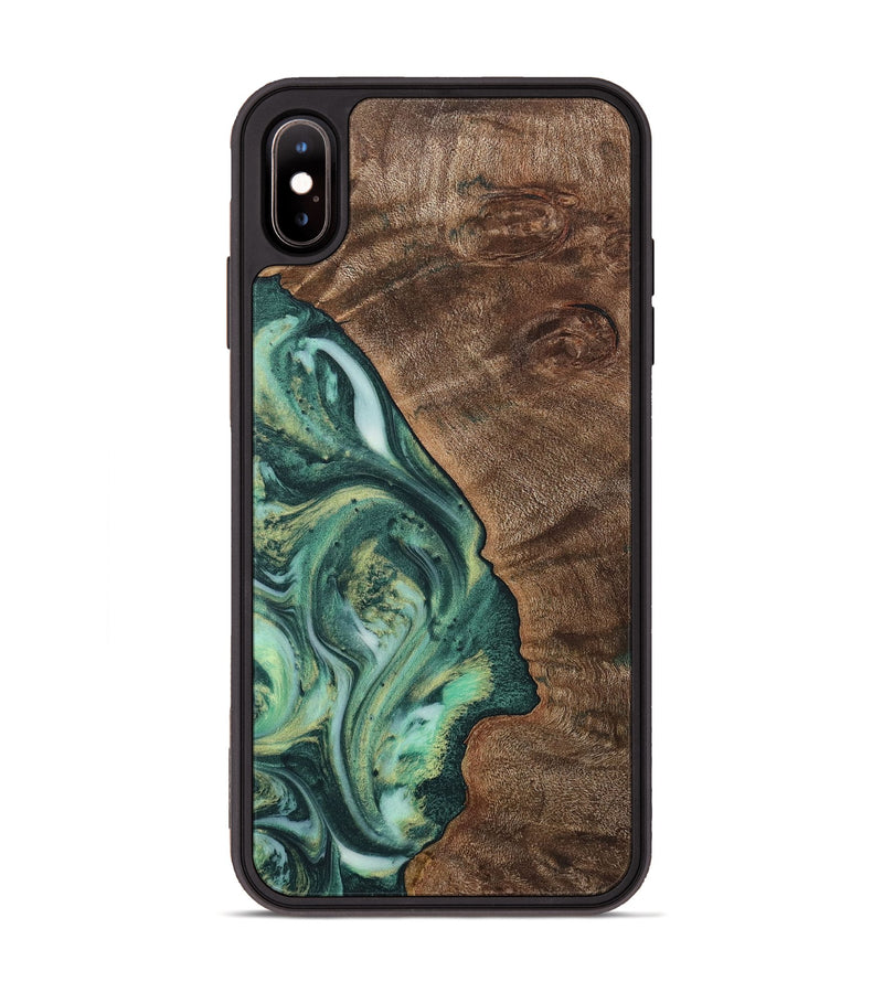 iPhone Xs Max Wood+Resin Phone Case - Juliette (Green, 717069)