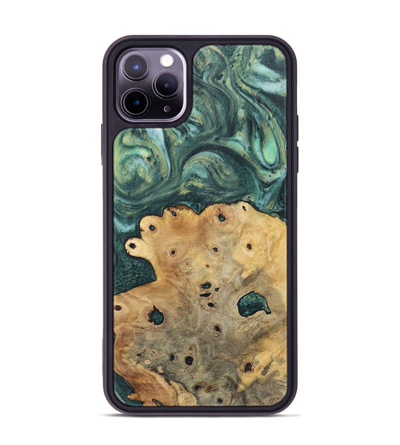 iPhone 11 Pro Max Wood+Resin Phone Case - Brittani (Green, 717078)