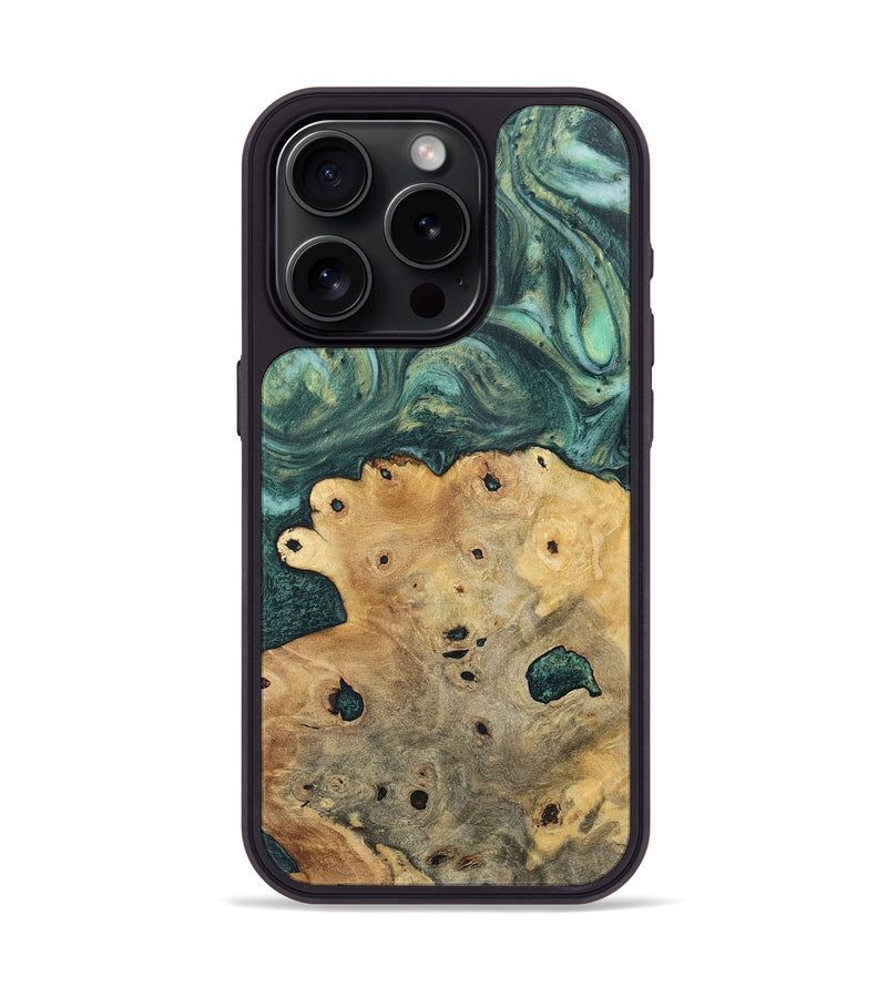 iPhone 15 Pro Wood+Resin Phone Case - Brittani (Green, 717078)