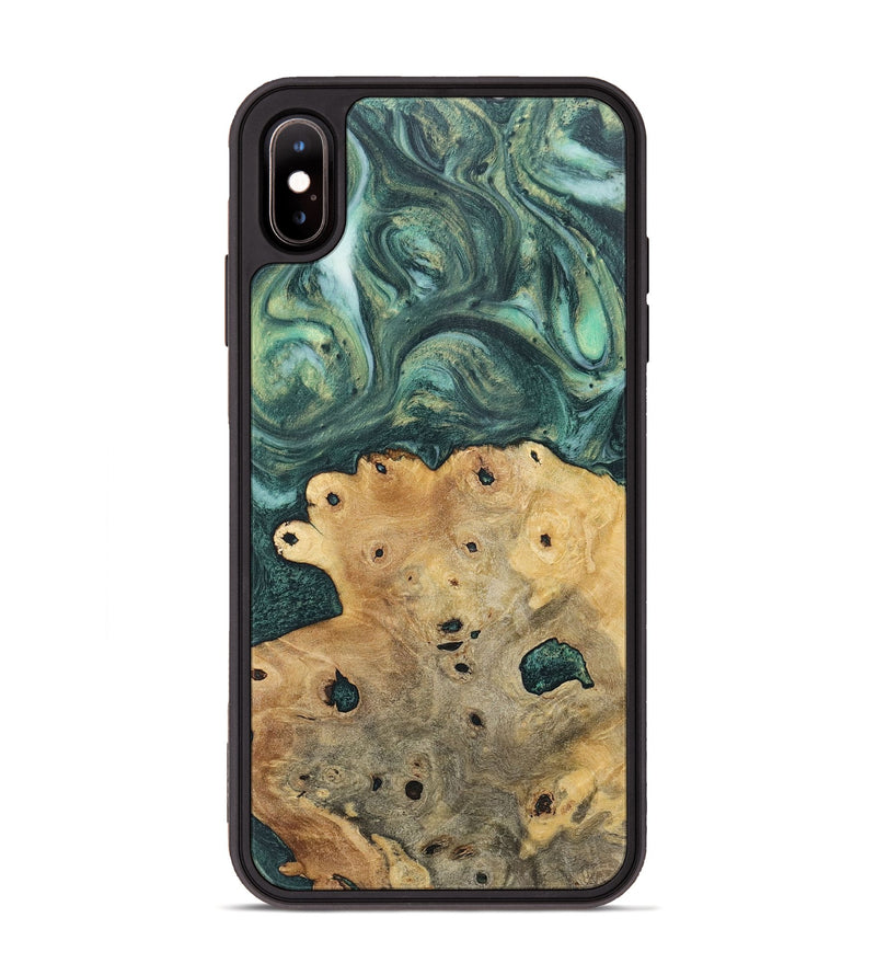 iPhone Xs Max Wood+Resin Phone Case - Brittani (Green, 717078)