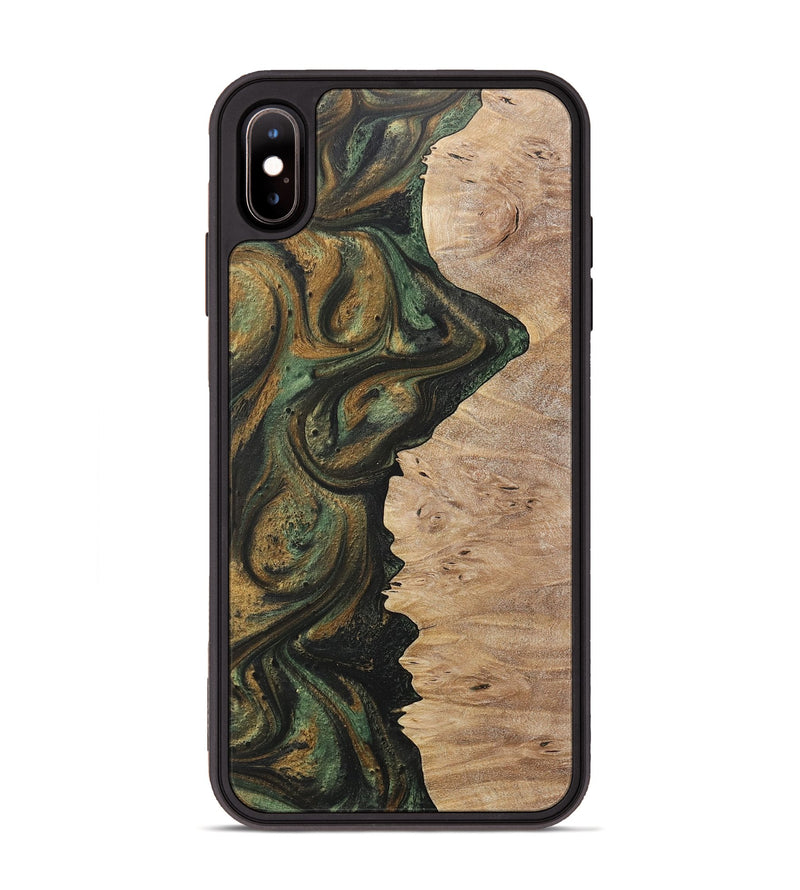 iPhone Xs Max Wood+Resin Phone Case - Cristina (Green, 717080)