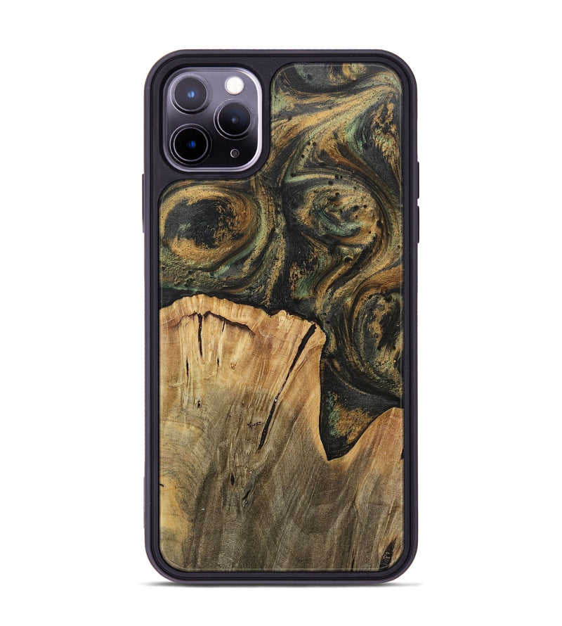 iPhone 11 Pro Max Wood+Resin Phone Case - Jeri (Green, 717084)