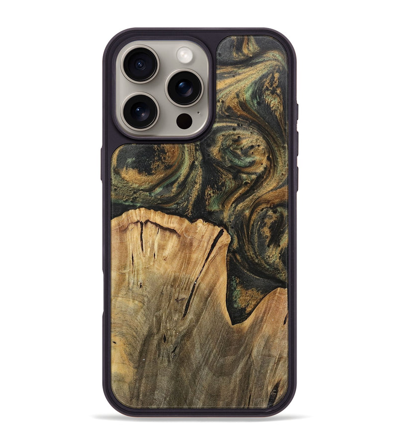 iPhone 16 Pro Max Wood+Resin Phone Case - Jeri (Green, 717084)