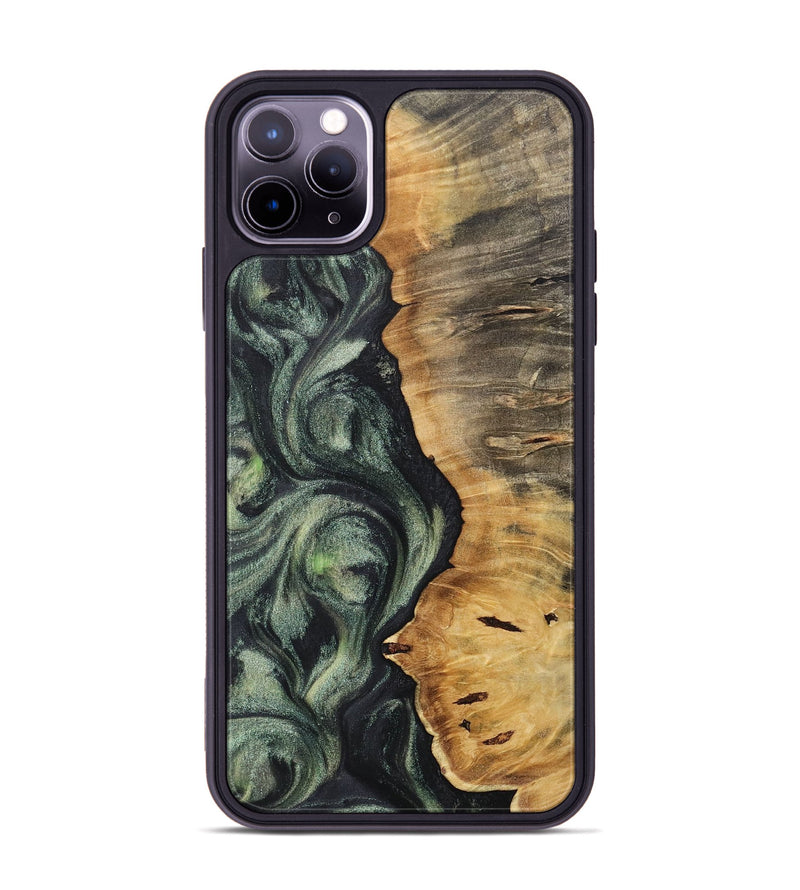 iPhone 11 Pro Max Wood+Resin Phone Case - Lora (Green, 717091)