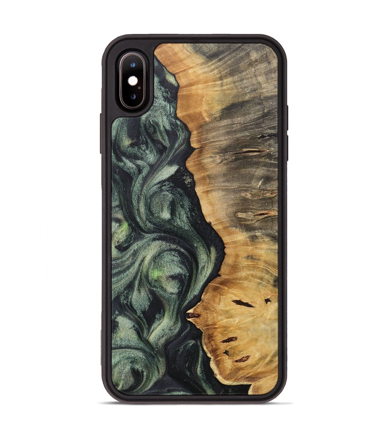 iPhone Xs Max Wood+Resin Phone Case - Lora (Green, 717091)